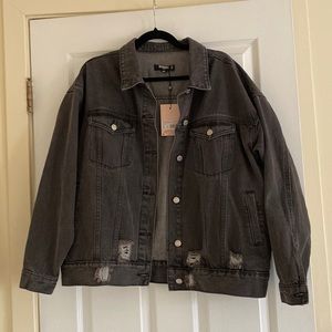 Missguided Plus Oversized Distressed Denim Jacket US 12